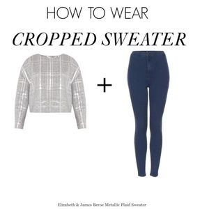 Elizabeth & James cropped sweatshirt grey- Size S